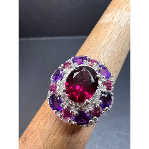 NEW rhodolite garnet and amethyst ring in sterling silver size 7 - Picture 13 of 16